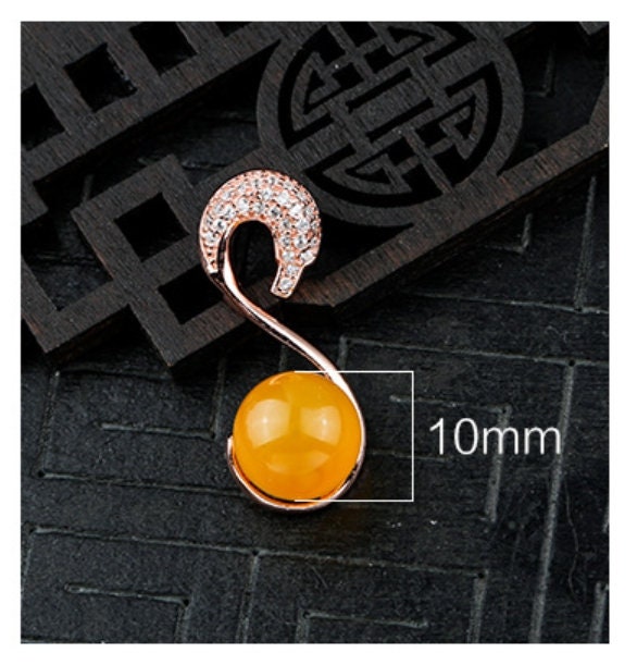 Crystals Swan Cup Pin Pendant Setting Sterling Silver Rose Gold Fine 925 9-10mm For One Pearl Bead No Prongs DIY Jewelry Wholesale