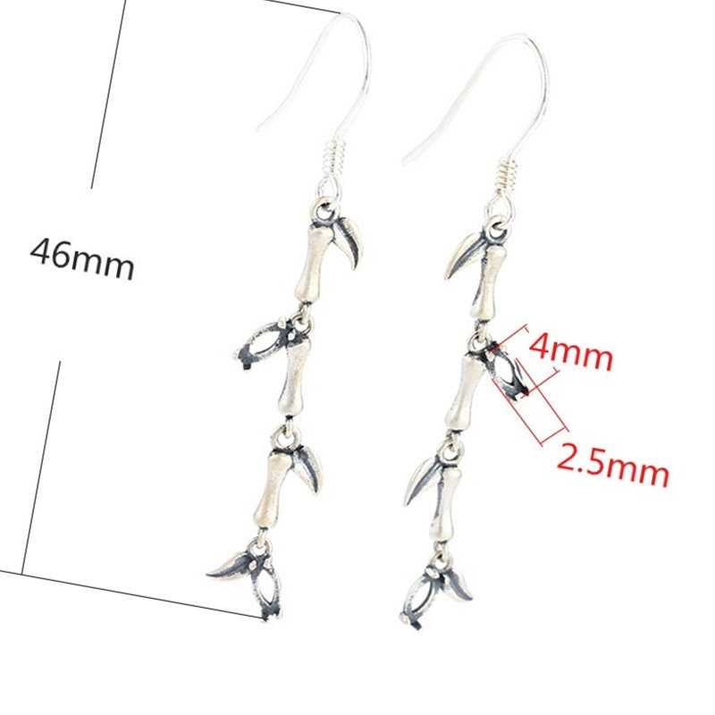 Leaf Branch Cup Pin Earrings Stud Blank Setting Sterling Silver Gold Bezel Fine 925 2.5x4mm For Two Stones Four Prongs DIY Jewelry Wholesale