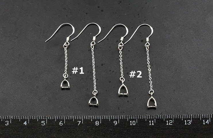 Simple Chain Buckle Clip Base Earrings Hook Setting Sterling Silver Fine 925 3x3mm 4x4mm For One Stone Bead No Prongs DIY Jewelry Wholesale