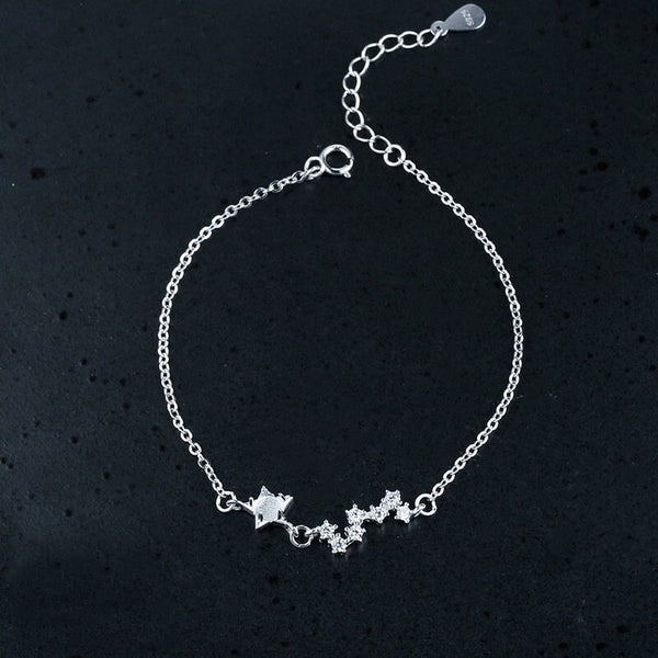 Crystals Chain Star Bracelet Setting Tray Bulk Sterling Silver Fine 925 4x4mm For One Stone Five Prongs Adjustable DIY Jewelry Wholesale