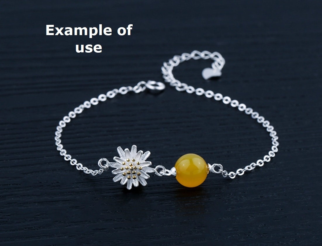 Flower Cup Chain Bracelet Setting Tray Bulk Sterling Silver White Gold Fine 925 6-14mm For One Pearl Bead Adjustable DIY Jewelry Wholesale