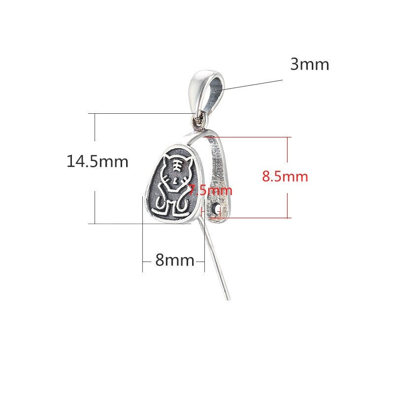 Hieroglyph Buckle Clip Pendant Setting Bezel Sterling Silver Gold Fine 925 7.5x8.5mm For One Stone Gemstone No Prongs DIY Jewelry Wholesale