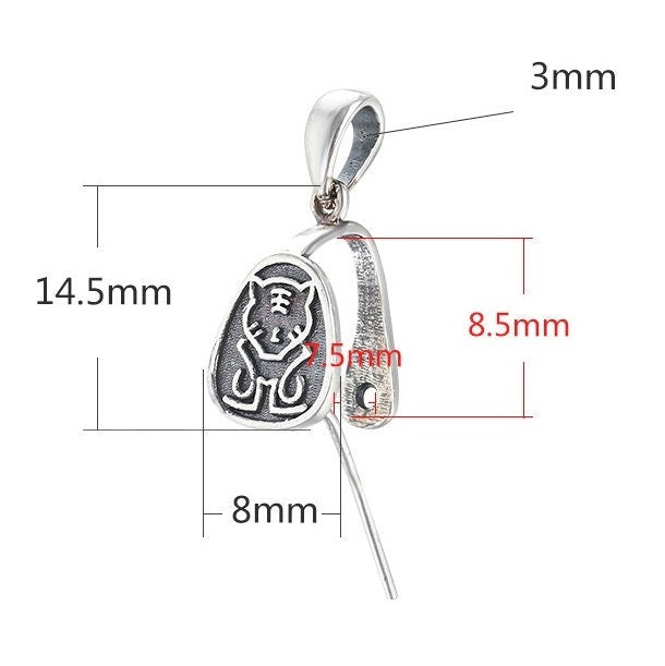 Hieroglyph Buckle Clip Pendant Setting Bezel Sterling Silver Gold Fine 925 7.5x8.5mm For One Stone Gemstone No Prongs DIY Jewelry Wholesale