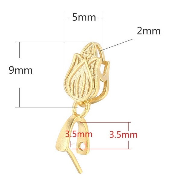 Tulip Flower Buckle Clip Pendant Setting Wholesale Sterling Silver Rose Gold Fine 925 3.5x3.5mm For One Stone Gemstone No Prongs DIY Jewelry