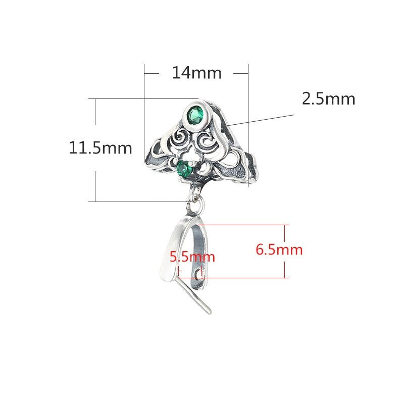 Vintage Flower Buckle Clip Pendant Setting Sterling Silver Antique Fine 925 5.5x6.5mm For One Stone Gemstone No Prongs DIY Jewelry Wholesale