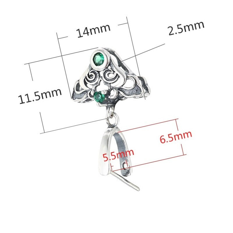 Vintage Flower Buckle Clip Pendant Setting Sterling Silver Antique Fine 925 5.5x6.5mm For One Stone Gemstone No Prongs DIY Jewelry Wholesale