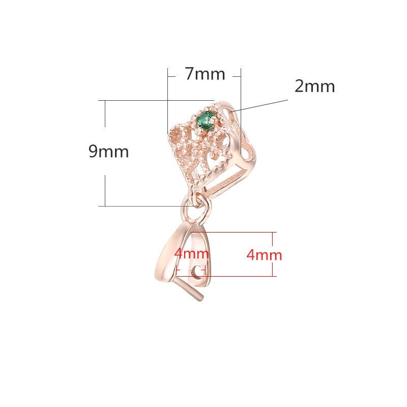 Crystals Flower Buckle Clip Pendant Setting Sterling Silver Rose Gold Fine 925 4x4mm For One Stone Gemstone No Prongs DIY Jewelry Wholesale