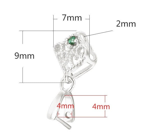 Crystals Flower Buckle Clip Pendant Setting Sterling Silver Rose Gold Fine 925 4x4mm For One Stone Gemstone No Prongs DIY Jewelry Wholesale