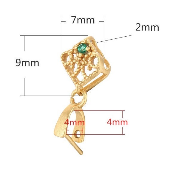 Crystals Flower Buckle Clip Pendant Setting Sterling Silver Rose Gold Fine 925 4x4mm For One Stone Gemstone No Prongs DIY Jewelry Wholesale