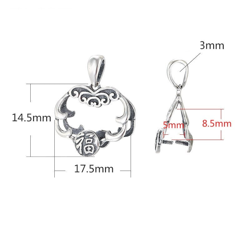 Ethnic Leaf Buckle Clip Pendant Setting Sterling Silver Gold Fine 925 5x8.5 mm For One Stone Gemstone No Prongs DIY Jewelry Wholesale