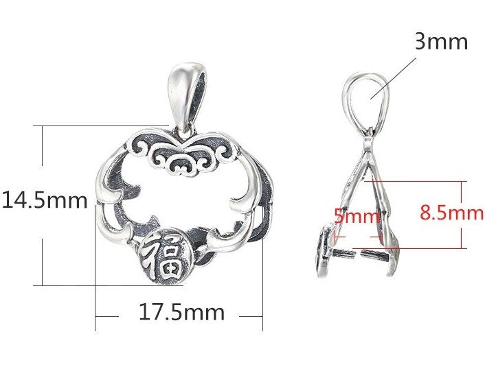 Ethnic Leaf Buckle Clip Pendant Setting Sterling Silver Gold Fine 925 5x8.5 mm For One Stone Gemstone No Prongs DIY Jewelry Wholesale