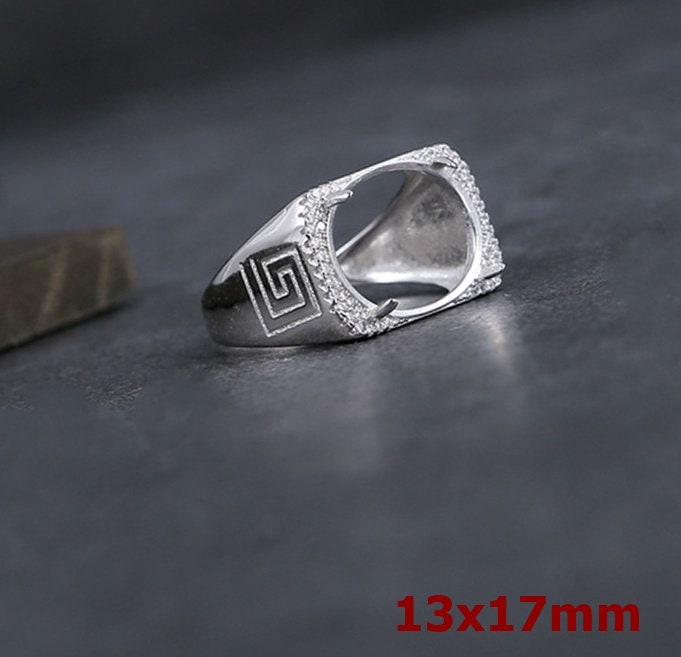 Ring Blank Setting 1pc Sterling Silver 925 Crystals Oval White Gold Fine 13x17mm For One Stone Gemstone Adjustable Four Prongs Wholesale