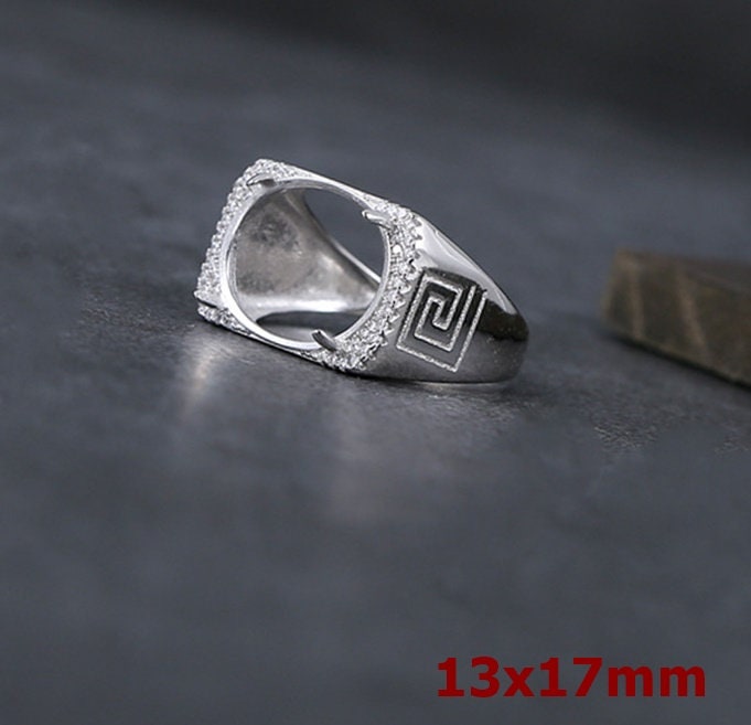 Ring Blank Setting 1pc Sterling Silver 925 Crystals Oval White Gold Fine 13x17mm For One Stone Gemstone Adjustable Four Prongs Wholesale