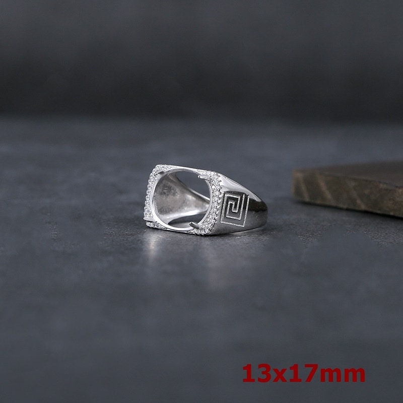 Ring Blank Setting 1pc Sterling Silver 925 Crystals Oval White Gold Fine 13x17mm For One Stone Gemstone Adjustable Four Prongs Wholesale