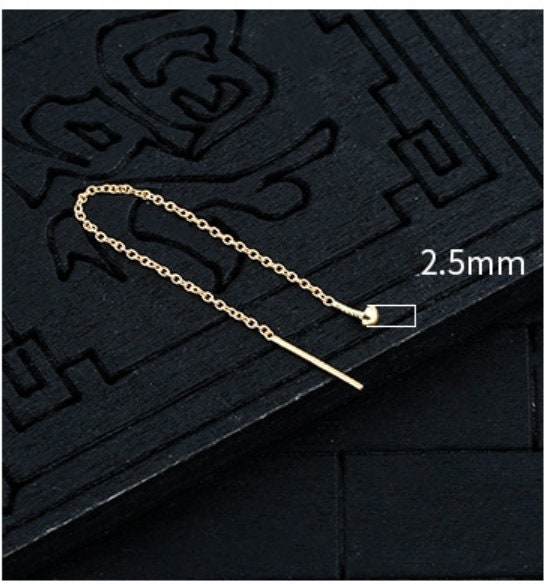 Simple Chain Pin Base Earrings Stud Setting Sterling Silver Rose Gold Fine 925 40 60 80mm For One Pearl Bead No Prongs DIY Jewelry Wholesale