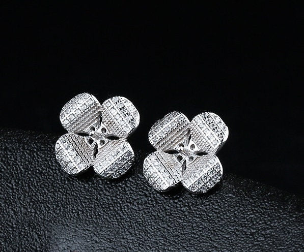 Flower Pin Cup Base Earrings Stud Setting Sterling Silver White Gold Fine 925 6-8mm For One Pearl Bead No Prongs DIY Jewelry Wholesale