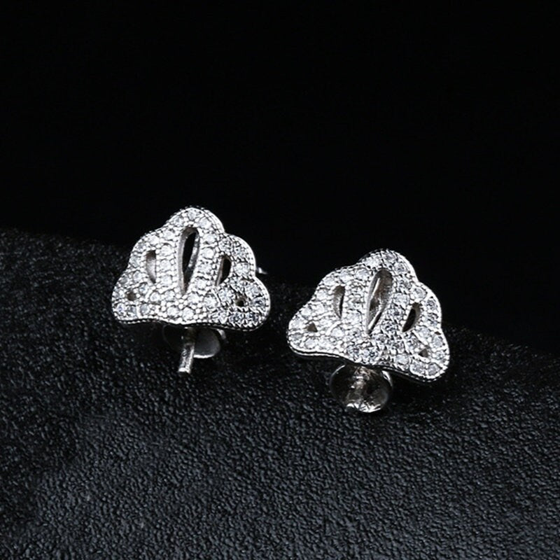 Crystals Crown Pin Cup Base Earrings Stud Setting Tray Bulk Sterling Silver Fine 925 6-10mm For One Pearl No Prongs DIY Jewelry Wholesale