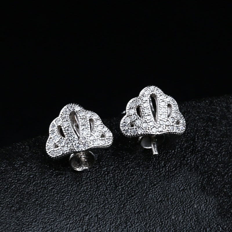 Crystals Crown Pin Cup Base Earrings Stud Setting Tray Bulk Sterling Silver Fine 925 6-10mm For One Pearl No Prongs DIY Jewelry Wholesale