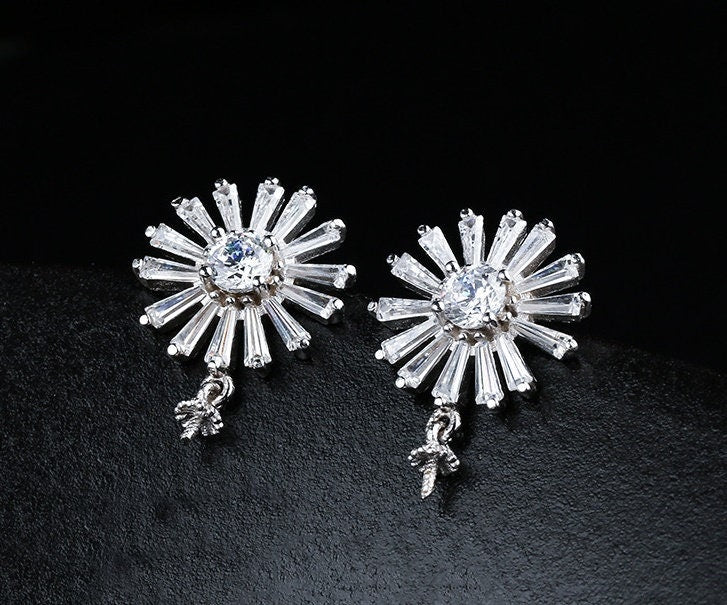 Crystals Sunflower Pin Base Earrings Stud Setting Tray Bulk Sterling Silver Fine 925 6-12mm For One Pearl No Prongs DIY Jewelry Wholesale