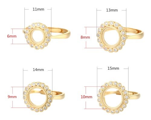 Ring Blank Setting 1pc Sterling Silver 925 Sunflower Round Base Gold Fine 6-10mm For One Stone Gemstone Adjustable No Prongs Wholesale