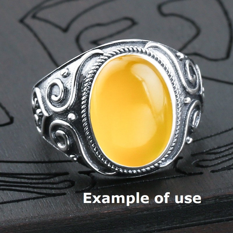 Ring Blank Setting 1pc Sterling Silver 925 Vintage Oval Adjustable Antique Fine 9.5-22mm For One Stone Gemstone No Prongs Wholesale