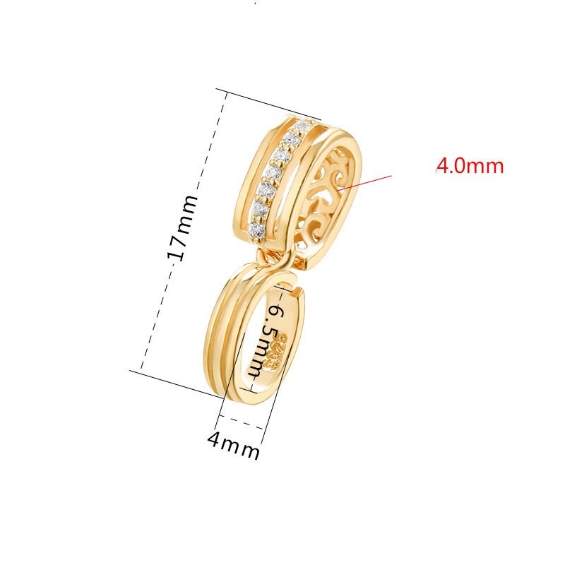 Crystals Buckle Clip Pendant Setting Sterling Silver White Rose Gold Fine 925 4x6.5 mm For One Donut Bead No Prongs DIY Jewelry Wholesale