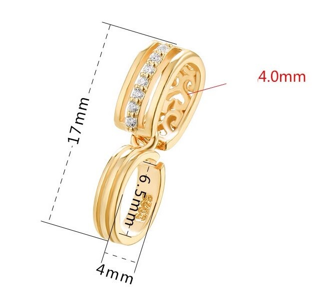 Crystals Buckle Clip Pendant Setting Sterling Silver White Rose Gold Fine 925 4x6.5 mm For One Donut Bead No Prongs DIY Jewelry Wholesale