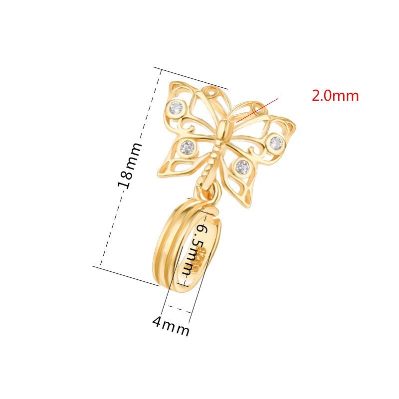 Butterfly Buckle Clip Pendant Setting Sterling Silver Rose White Gold Fine 925 4x6.5 mm For One Donut Bead No Prongs DIY Jewelry Wholesale