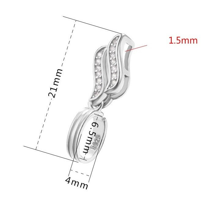 Crystals Leaf Buckle Clip Pendant Blank Setting Sterling Silver Gold Fine 925 4x6.5 mm For One Donut Bead No Prongs DIY Jewelry Wholesale