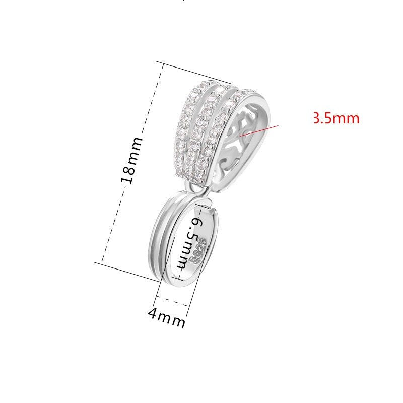 Crystals Leaf Buckle Clip Pendant Setting Base Sterling Silver Gold Fine 925 4x6.5 mm For One Donut Bead No Prongs DIY Jewelry Wholesale