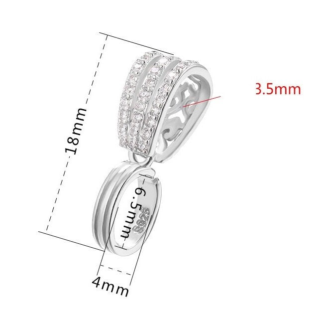 Crystals Leaf Buckle Clip Pendant Setting Base Sterling Silver Gold Fine 925 4x6.5 mm For One Donut Bead No Prongs DIY Jewelry Wholesale