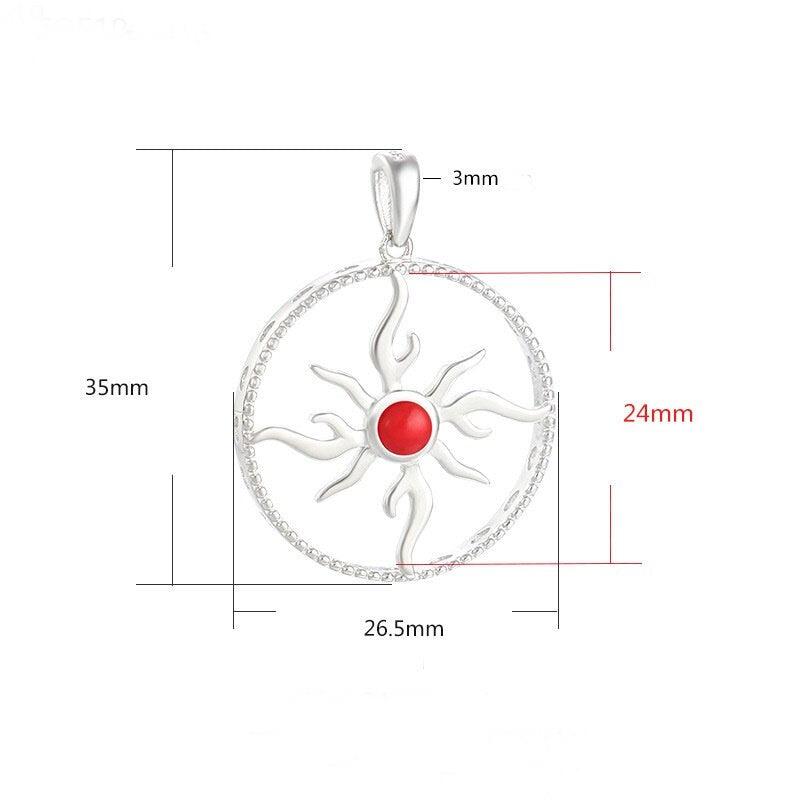 Round Base Sun Pattern Pendant Setting Bezel Sterling Silver Gold Fine 925 24x24mm For One Stone Gemstone No Prongs DIY Jewelry Wholesale