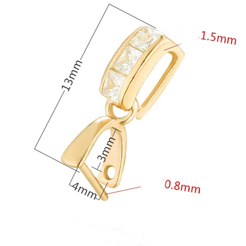 Crystals Buckle Clip Pendant Setting Sterling Silver Rose Gold Fine 925 3x4 mm For One Stone Gemstone Bead No Prongs DIY Jewelry Wholesale