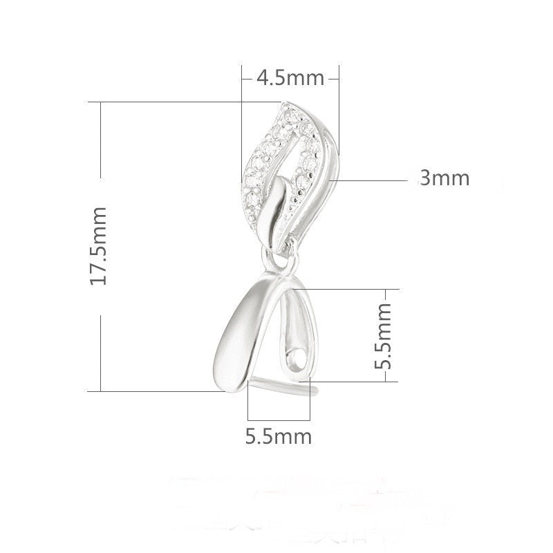 Crystals Leaf Buckle Clip Pendant Blank Setting Sterling Silver Gold Fine 925 5.5x5.5 mm For One Stone Bead No Prongs DIY Jewelry Wholesale