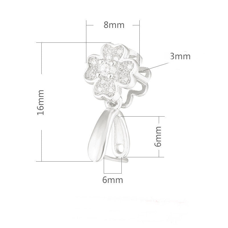 Crystals Flower Buckle Clip Pendant Setting Base Sterling Silver Gold Fine 925 6x6mm For One Stone Bead No Prongs DIY Jewelry Wholesale