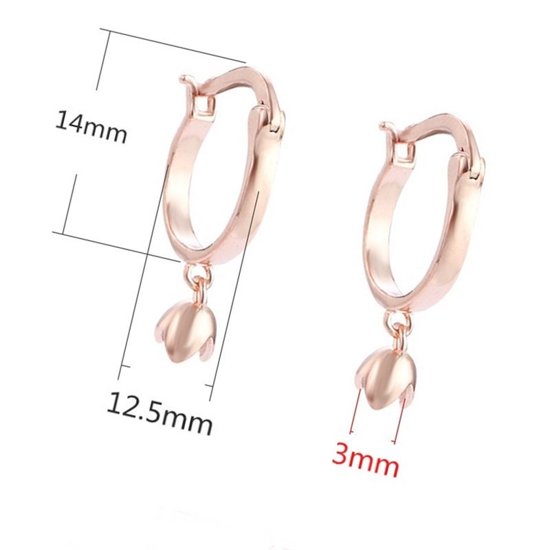 Round Cup Pin Latch Hinged Hoop Earrings Setting Bezel Sterling Silver Gold Fine 925 3 mm For One Pearl Bead No Prongs DIY Jewelry Wholesale