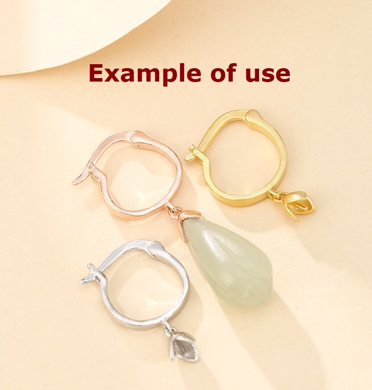 Round Cup Pin Latch Hinged Hoop Earrings Setting Bezel Sterling Silver Gold Fine 925 3 mm For One Pearl Bead No Prongs DIY Jewelry Wholesale