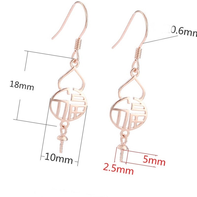 Pumpkin Shape Pin Earrings Hook Blank Setting Sterling Silver Gold Bezel Fine 925 2.5x5mm For One Pearl Bead No Prongs DIY Jewelry Wholesale