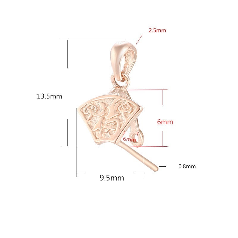 Ethno Style Trapezoid Buckle Clip Pendant Setting Wholesale Sterling Silver Rose Gold Fine 925 6x6mm For One Bead No Prongs DIY Jewelry