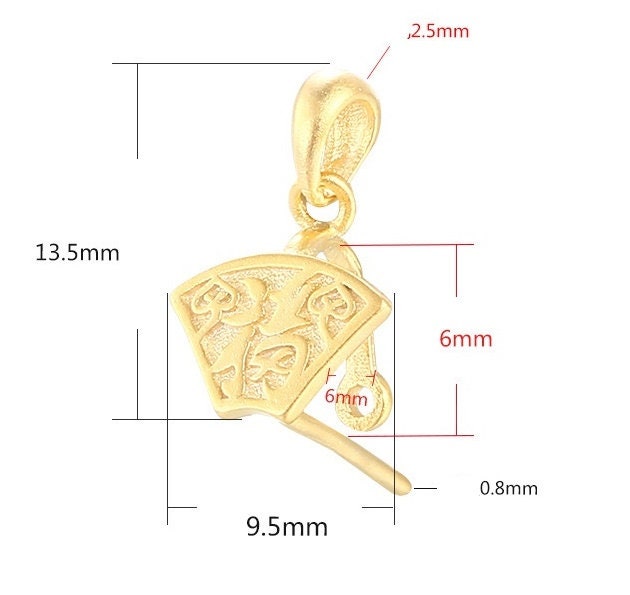 Ethno Style Trapezoid Buckle Clip Pendant Setting Wholesale Sterling Silver Rose Gold Fine 925 6x6mm For One Bead No Prongs DIY Jewelry