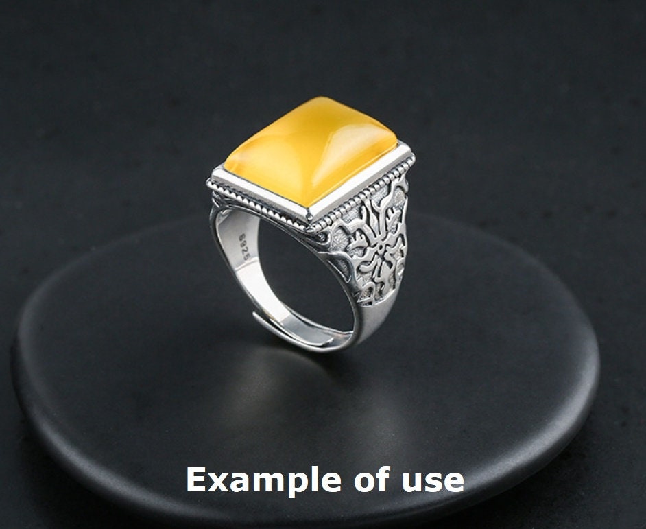 Ring Blank Setting 1pc Sterling Silver 925 Retro Rectangle Base Fine 12x17mm For One Stone Gemstone Adjustable No Prongs Wholesale