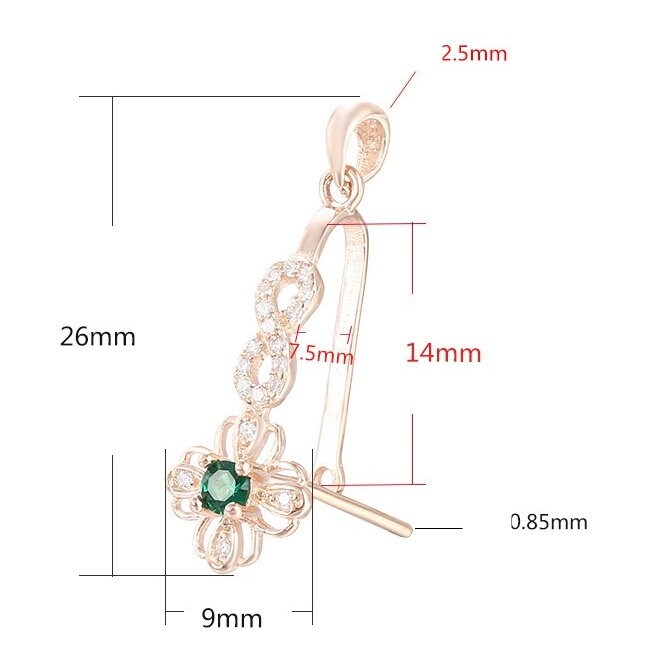 Crystals Flower Leaf Buckle Clip Pendant Setting Sterling Silver Rose Gold Fine 925 7.5x14mm For One Bead No Prongs DIY Jewelry Wholesale