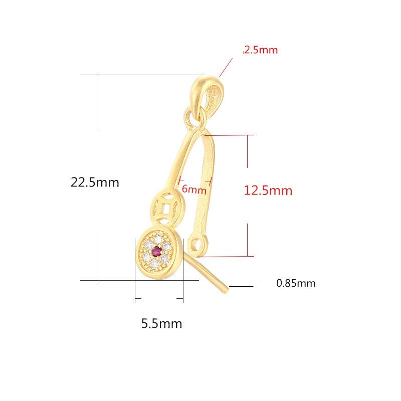 Crystals Flower Buckle Clip Pendant Setting Sterling Silver Rose Gold Fine 925 6x12.5mm For One Stone Bead No Prongs DIY Jewelry Wholesale