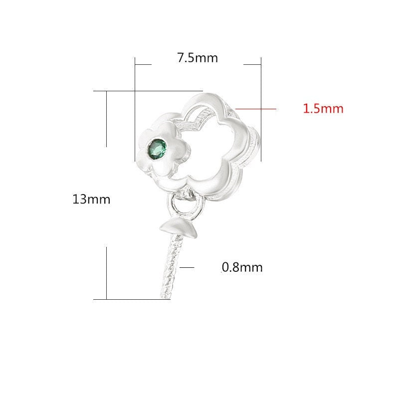 Diamond Flower Pin Base Pendant Setting Sterling Silver Rose Gold Fine 925 6-12 mm For One Pearl Bead No Prongs DIY Jewelry Wholesale