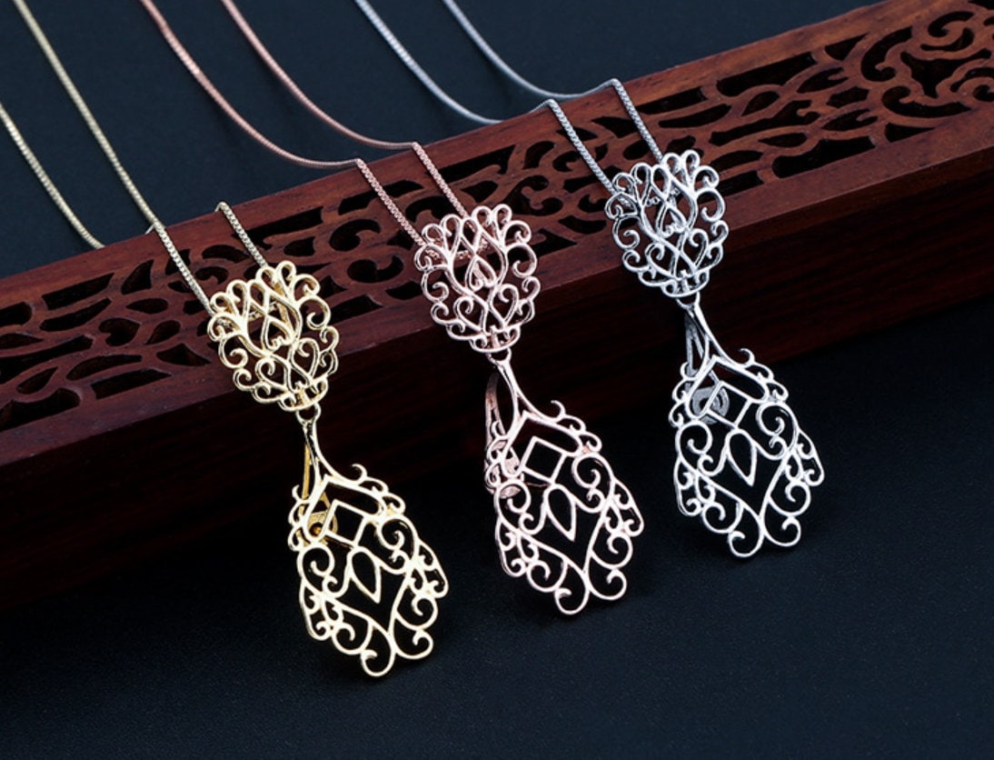 Vintage Openwork Buckle Clip Pendant Setting Sterling Silver Rose Gold Fine 925 10x10.5mm For One Stone Bead No Prongs DIY Jewelry Wholesale