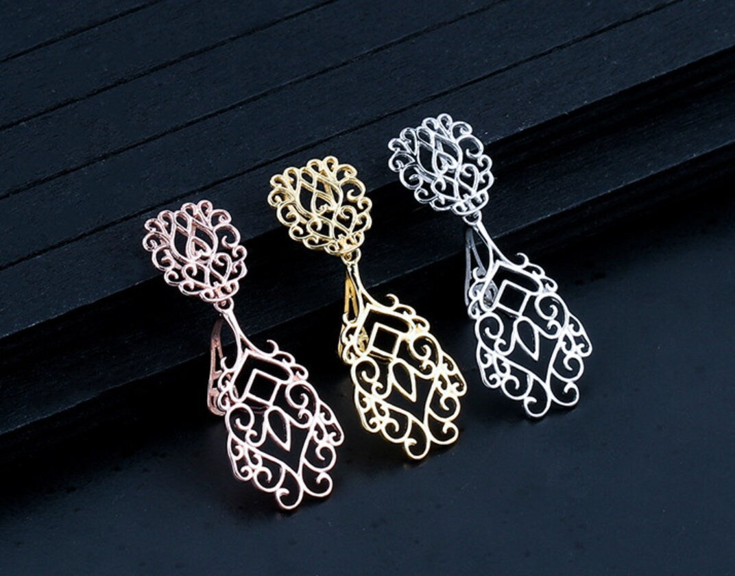 Vintage Openwork Buckle Clip Pendant Setting Sterling Silver Rose Gold Fine 925 10x10.5mm For One Stone Bead No Prongs DIY Jewelry Wholesale