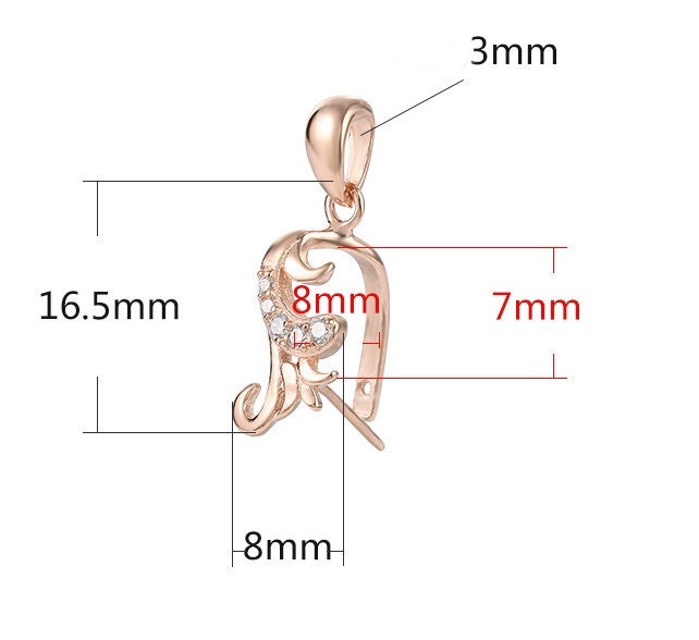 Crystals Flower Buckle Clip Pendant Setting Sterling Silver Rose Gold Fine 925 7-11mm For One Stone Bead No Prongs DIY Jewelry Wholesale