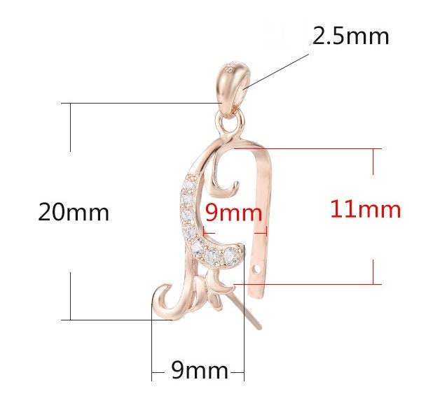 Crystals Flower Buckle Clip Pendant Setting Sterling Silver Rose Gold Fine 925 7-11mm For One Stone Bead No Prongs DIY Jewelry Wholesale