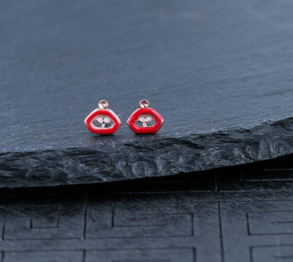 Red Lips Pin Cup Base Earrings Stud Setting Bezel Sterling Silver White Gold Fine 925 1.8x1.8mm For One Bead No Prongs DIY Jewelry Wholesale