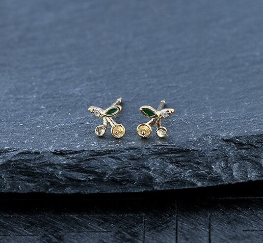 Cherry Branch Pin Cup Earrings Stud Setting Sterling Silver Gold Fine 925 2x2mm 1.5x1.5mm For Two Beads No Prongs DIY Jewelry Wholesale